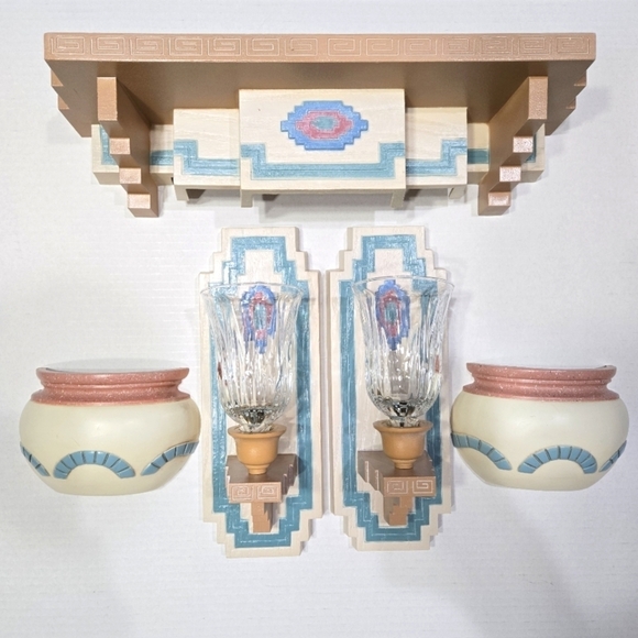Other - Southwestern Burwood 90s Plastic Decor Set - Wall Shelf, Sconces, Wall Pockets
